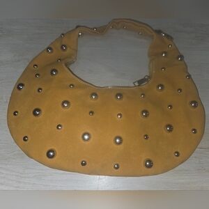 Elegant Studded Yellow Shoulder Bag